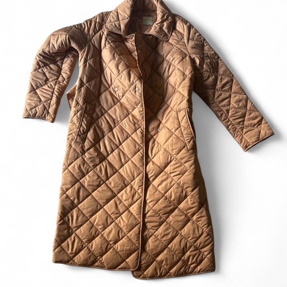 Quilted Tan Long Coat - Picture 1 of 3